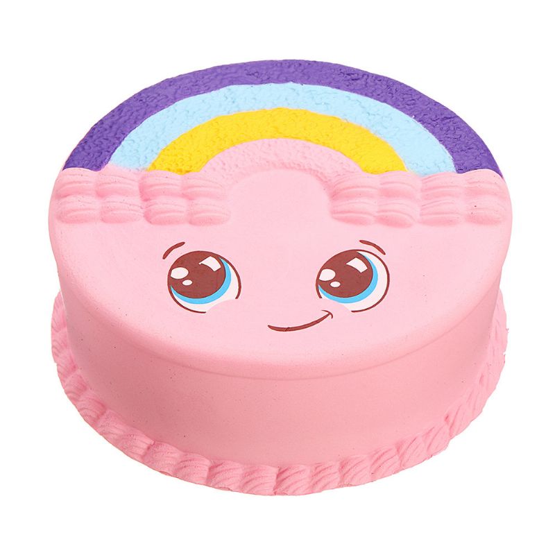 Rainbow Smile Cake Squishy Slow Rising Med Emballasje Collection Gave Myk Leketøy