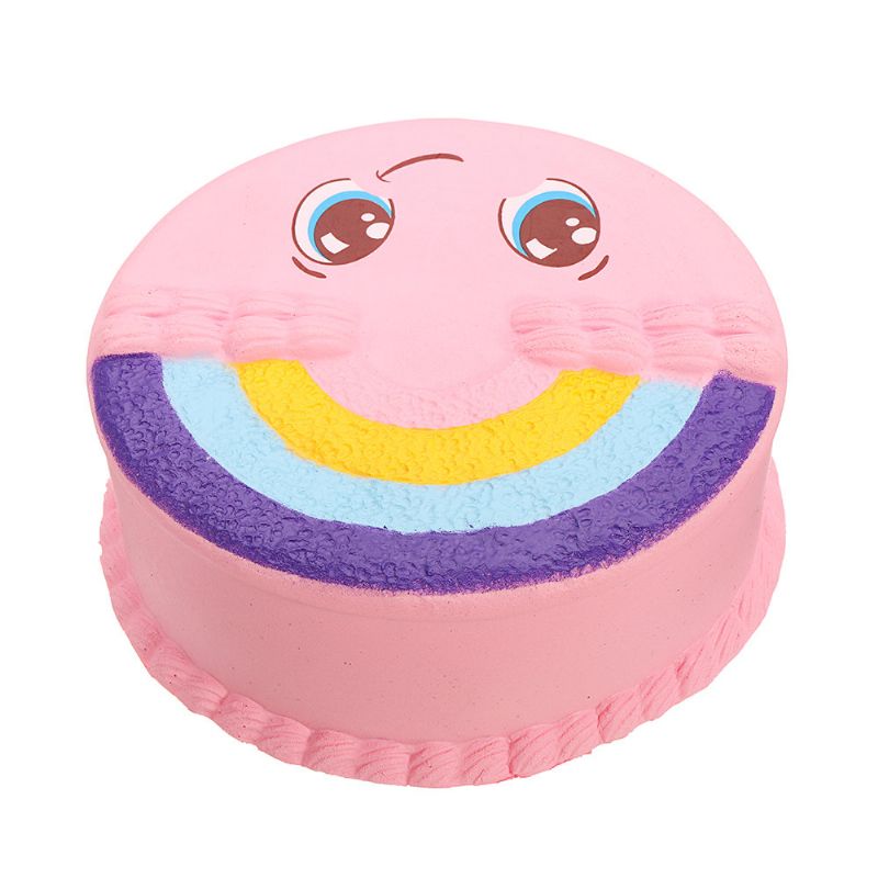 Rainbow Smile Cake Squishy Slow Rising Med Emballasje Collection Gave Myk Leketøy