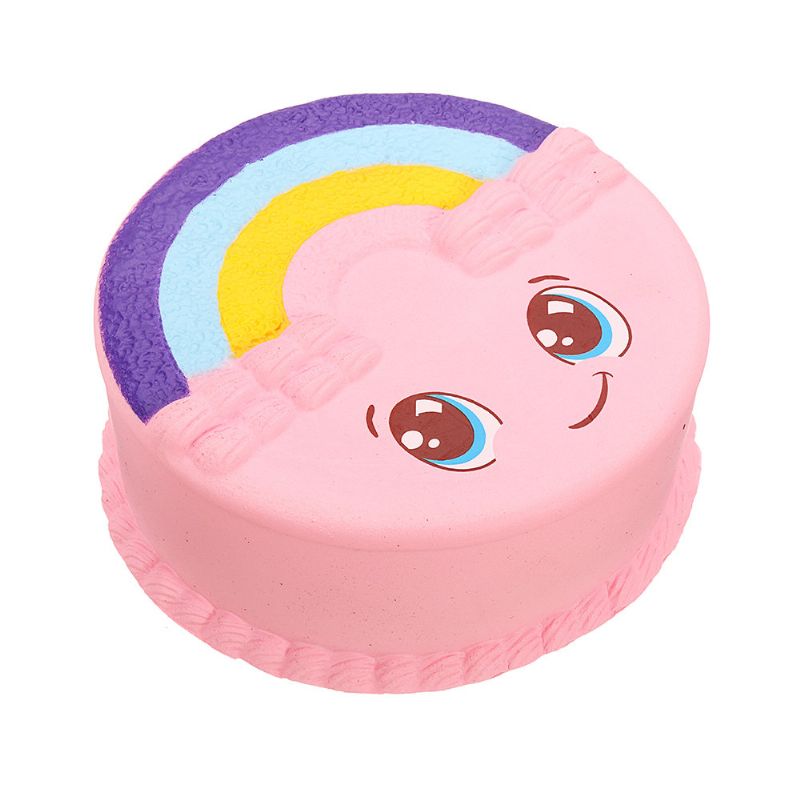 Rainbow Smile Cake Squishy Slow Rising Med Emballasje Collection Gave Myk Leketøy