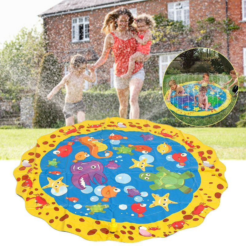 Splash Pad 39 Tommer Sprinkler Og Lekematte For Barn Gutter Jenter Morsom Sommer Utendørs Sprinklerpute Party Vannleker Ekstra Stort Sprinklerbasseng For