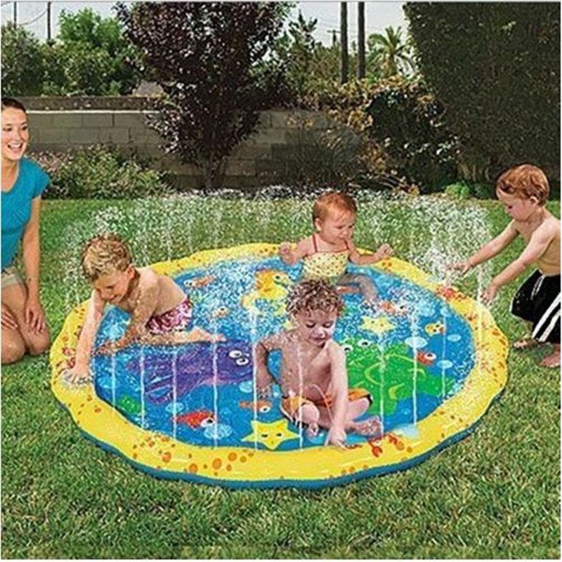 Splash Pad 39 Tommer Sprinkler Og Lekematte For Barn Gutter Jenter Morsom Sommer Utendørs Sprinklerpute Party Vannleker Ekstra Stort Sprinklerbasseng For