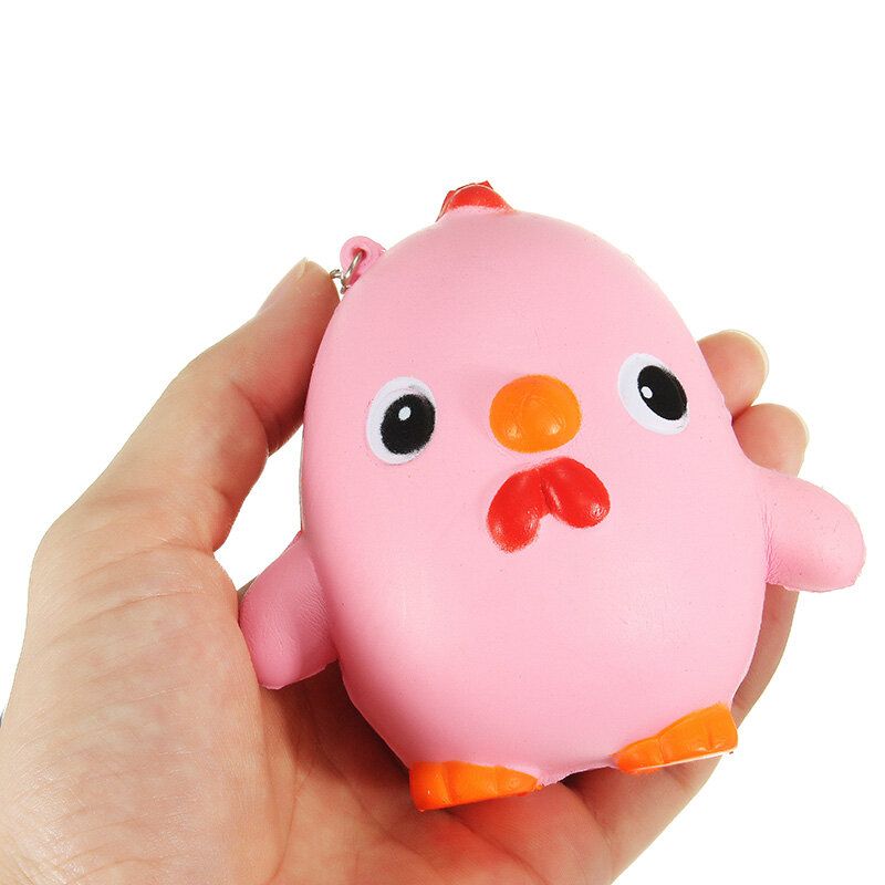 Squishy Pink Chicken Jumbo 10 cm Slow Rising Collection Gavedekor Myk Leketøy Telefonveske Stropp