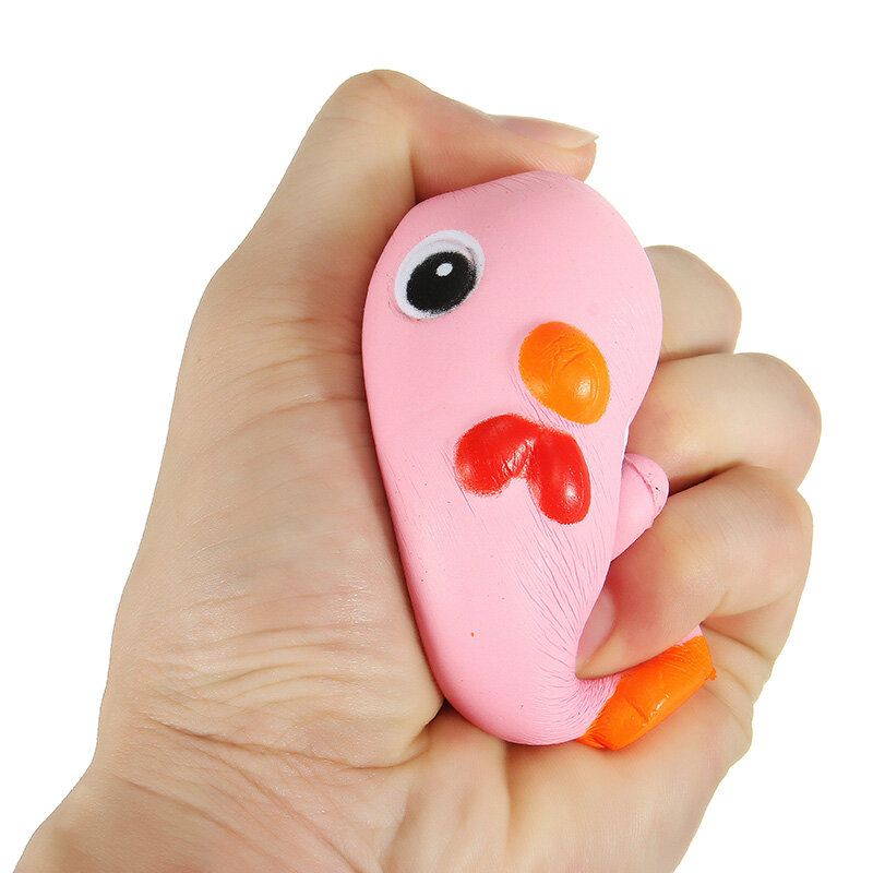 Squishy Pink Chicken Jumbo 10 cm Slow Rising Collection Gavedekor Myk Leketøy Telefonveske Stropp