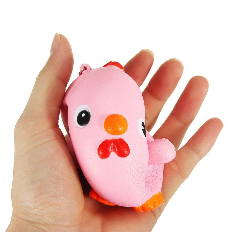 Squishy Pink Chicken Jumbo 10 cm Slow Rising Collection Gavedekor Myk Leketøy Telefonveske Stropp