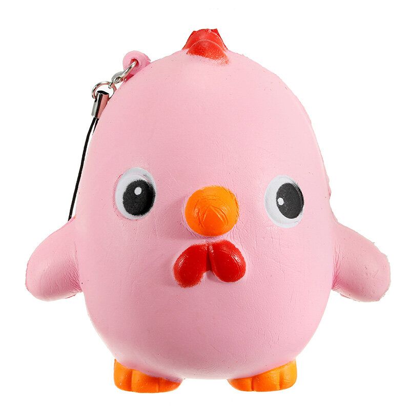 Squishy Pink Chicken Jumbo 10 cm Slow Rising Collection Gavedekor Myk Leketøy Telefonveske Stropp