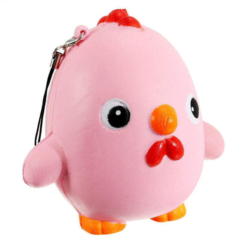 Squishy Pink Chicken Jumbo 10 cm Slow Rising Collection Gavedekor Myk Leketøy Telefonveske Stropp