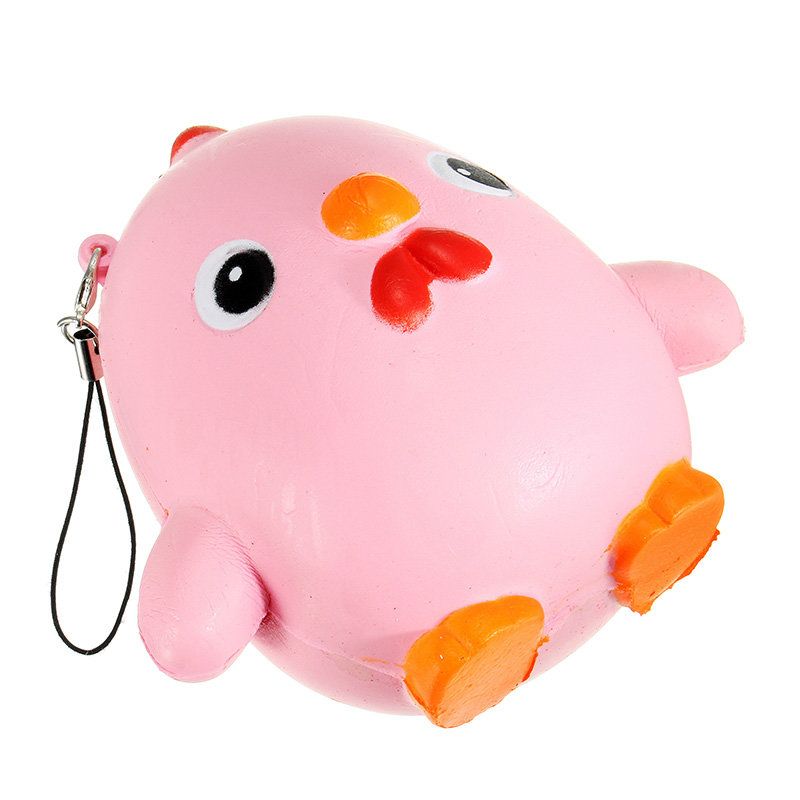 Squishy Pink Chicken Jumbo 10 cm Slow Rising Collection Gavedekor Myk Leketøy Telefonveske Stropp