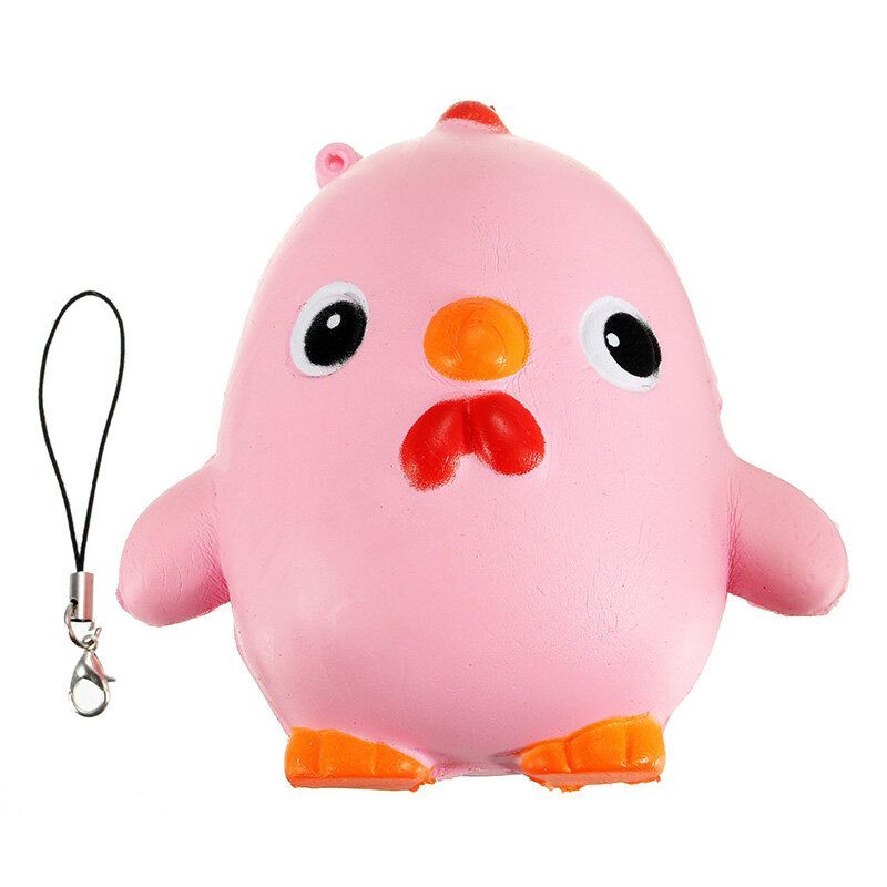 Squishy Pink Chicken Jumbo 10 cm Slow Rising Collection Gavedekor Myk Leketøy Telefonveske Stropp