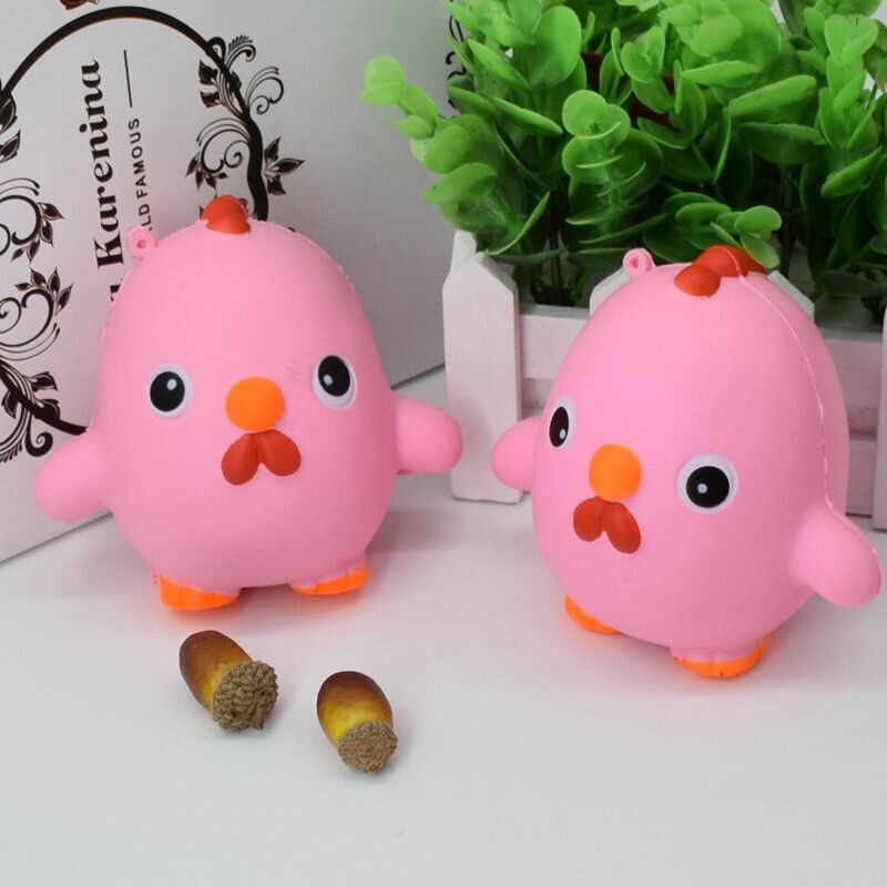 Squishy Pink Chicken Jumbo 10 cm Slow Rising Collection Gavedekor Myk Leketøy Telefonveske Stropp