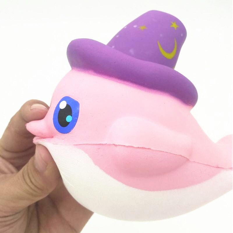 Squishy Slow Rising Kawaii Whale Soft Squeeze Cute Dolphin Mobiltelefonstropp Brødkake Stretchy Toy