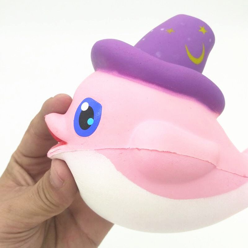 Squishy Slow Rising Kawaii Whale Soft Squeeze Cute Dolphin Mobiltelefonstropp Brødkake Stretchy Toy