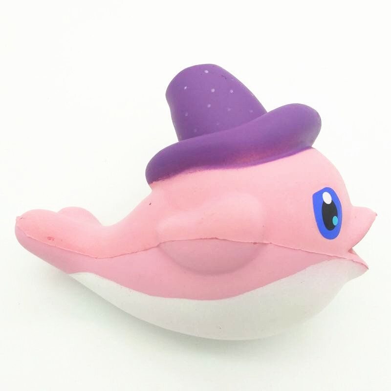 Squishy Slow Rising Kawaii Whale Soft Squeeze Cute Dolphin Mobiltelefonstropp Brødkake Stretchy Toy