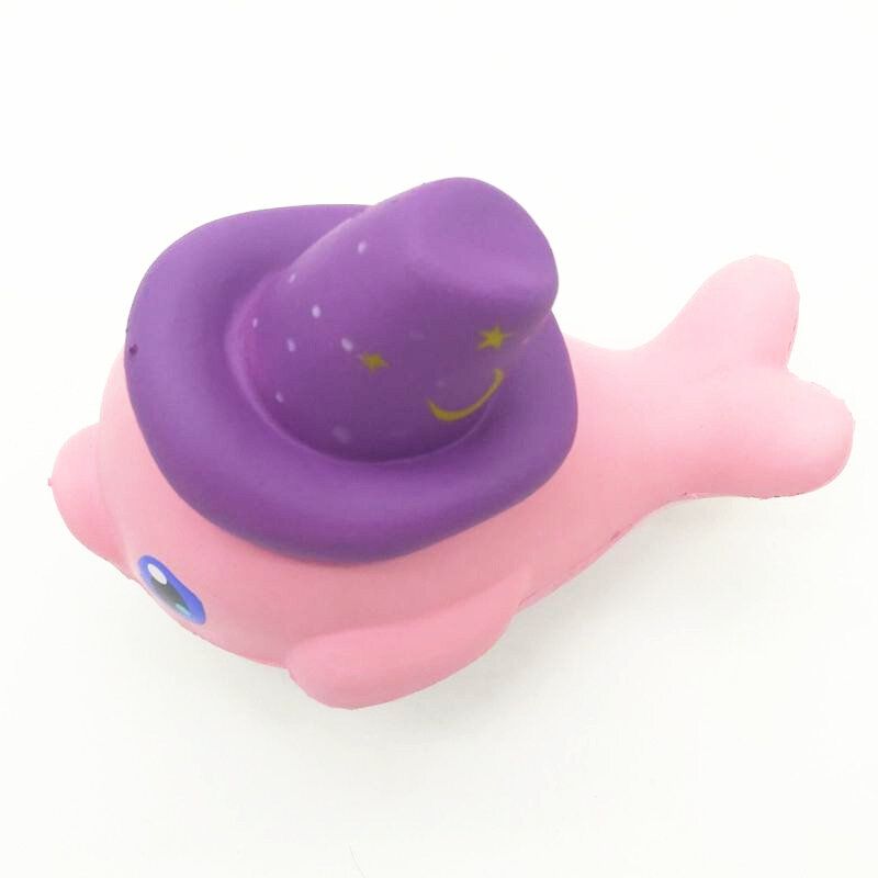 Squishy Slow Rising Kawaii Whale Soft Squeeze Cute Dolphin Mobiltelefonstropp Brødkake Stretchy Toy