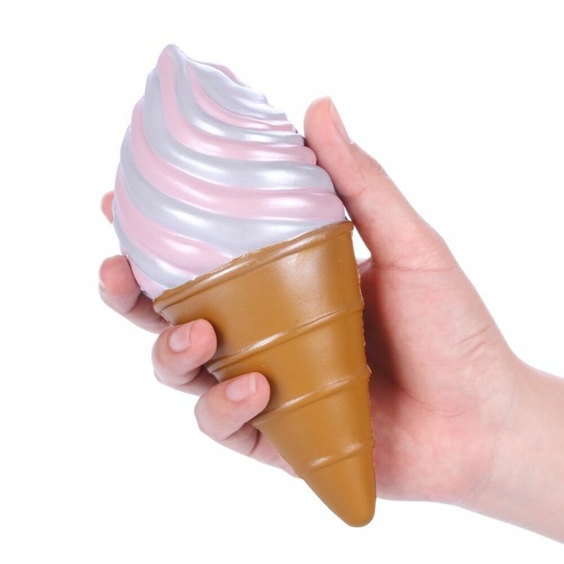 Vlampo Squishy Ice Cream Cone Rosa Hvit Sakte Stigende Originalemballasjesamling Gavedekorleketøy