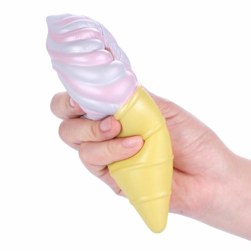 Vlampo Squishy Ice Cream Cone Rosa Hvit Sakte Stigende Originalemballasjesamling Gavedekorleketøy