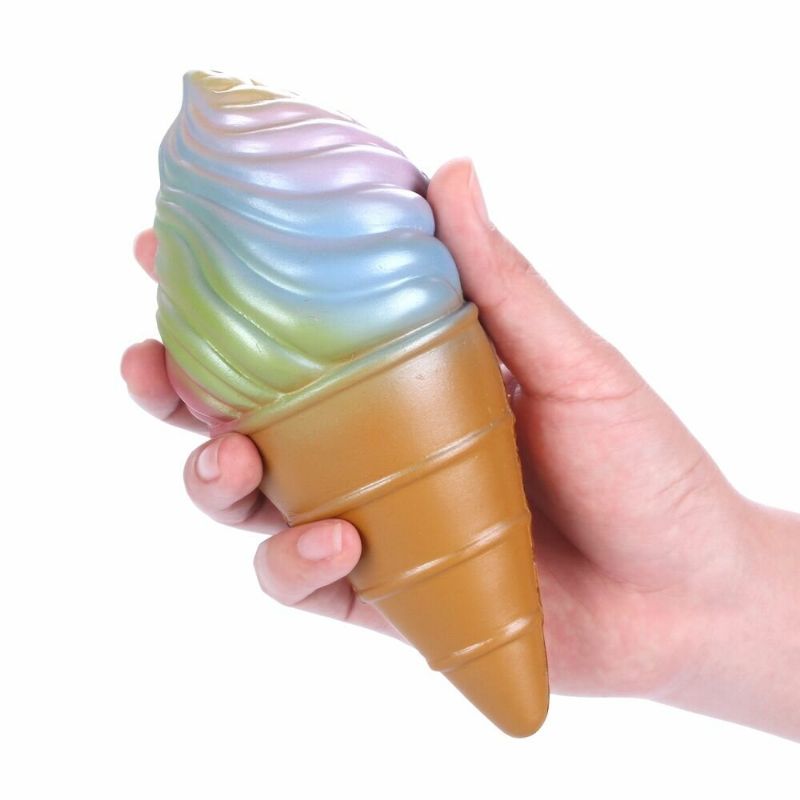 Vlampo Squishy Rainbow Ice Cream Cone Sakte Stigende Originalemballasjesamling Gavedekor Leketøy