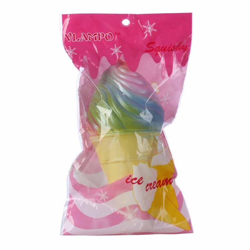 Vlampo Squishy Rainbow Ice Cream Cone Sakte Stigende Originalemballasjesamling Gavedekor Leketøy