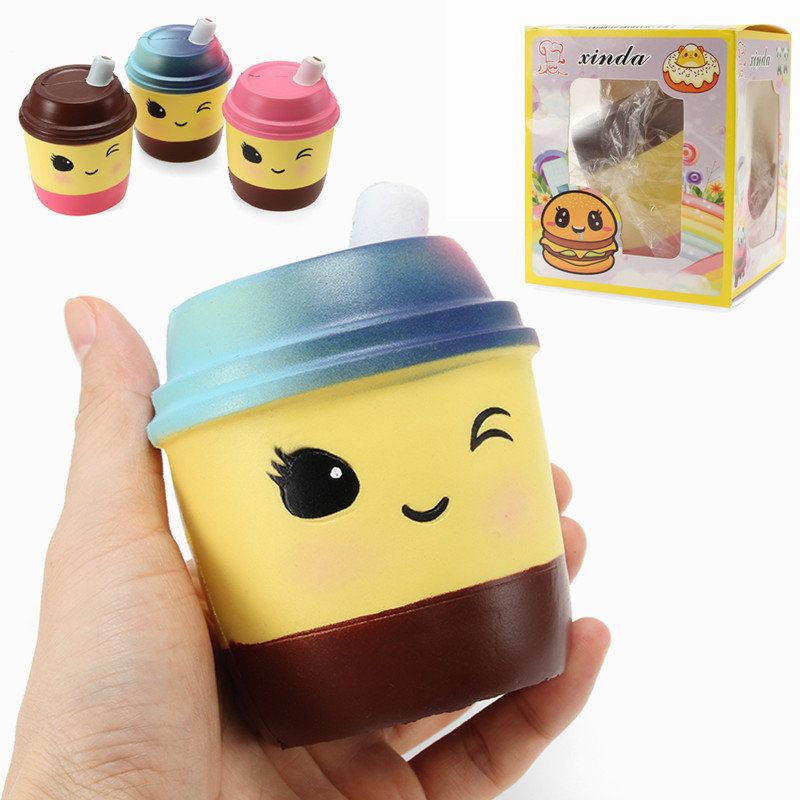 Xinda Squishy Milk Tea Cup 10 cm Myk Sakte Stigende Med Emballasjesamling Gavedekor Leketøy