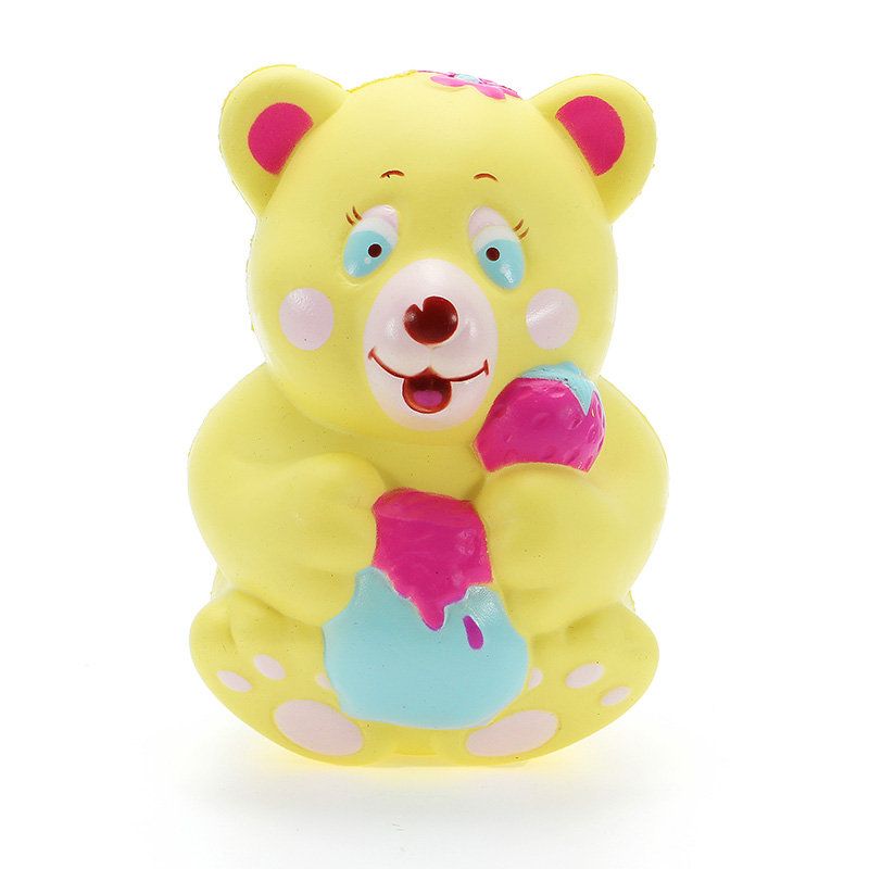 Xinda Squishy Strawberry Bear Holder Honningkrukke 12 cm Sakte Stigende Med Emballasjesamling Gaveleke