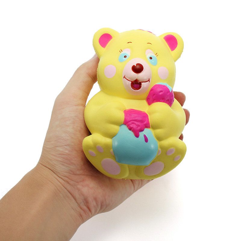 Xinda Squishy Strawberry Bear Holder Honningkrukke 12 cm Sakte Stigende Med Emballasjesamling Gaveleke