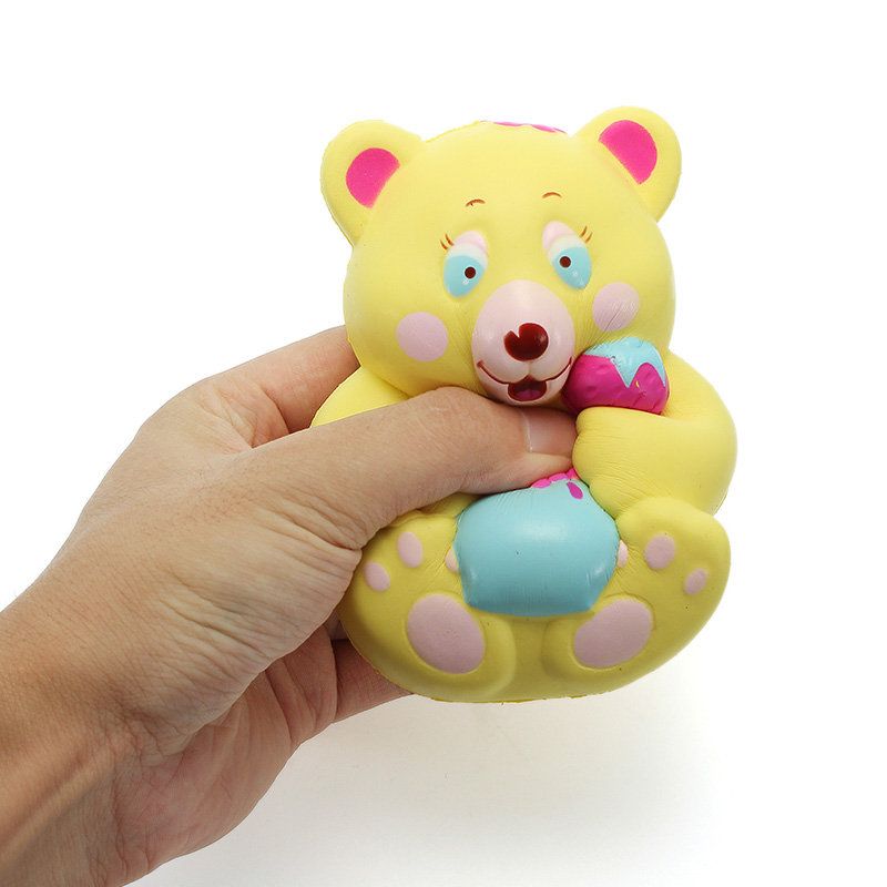 Xinda Squishy Strawberry Bear Holder Honningkrukke 12 cm Sakte Stigende Med Emballasjesamling Gaveleke