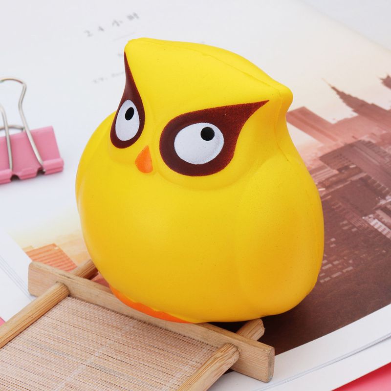 Yellow Owl Squishy Slow Rising Collection Gave Myk Leketøy Med Emballasje