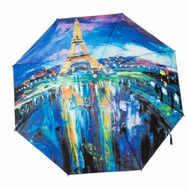 Eiffeltårnparaply Trippelfoldet Paraply Med Solid Ribbe I Rustfritt Stål Og Støtduk Med Høy Tetthet