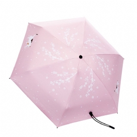 Ny Mini Super Light Five Folds Paraply Med Kirsebærmønster Sammenleggbar Solbeskyttelsesparasoll Parasoll