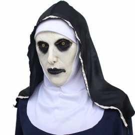 2023 Nun Mask Halloween Ghost Festival Movie Shocked Female Face Hodeplagg