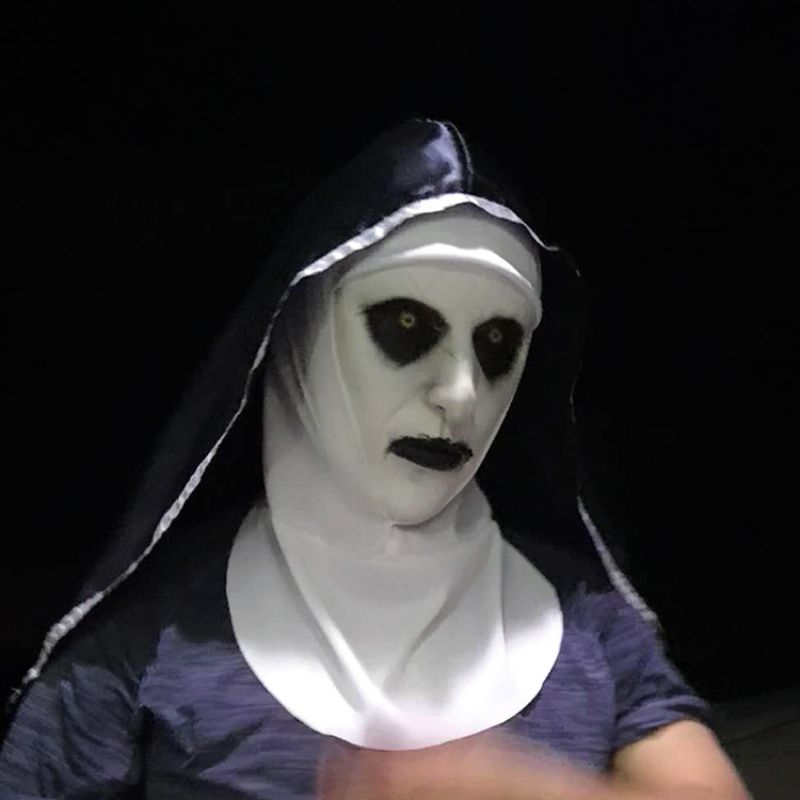 2023 Nun Mask Halloween Ghost Festival Movie Shocked Female Face Hodeplagg