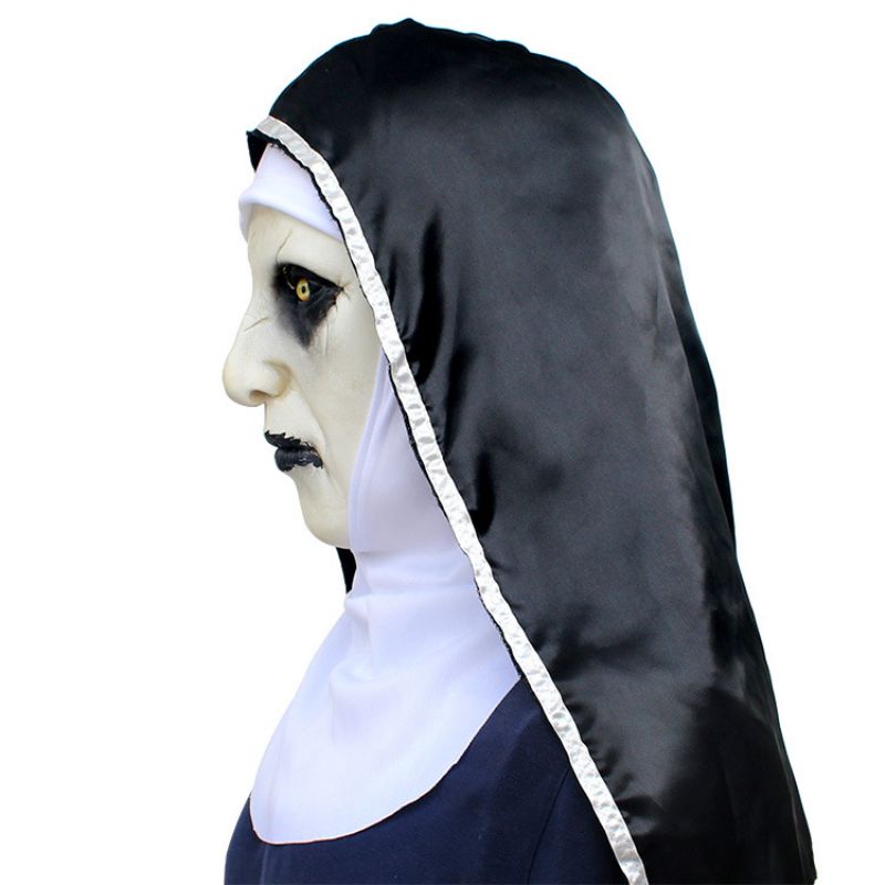 2023 Nun Mask Halloween Ghost Festival Movie Shocked Female Face Hodeplagg