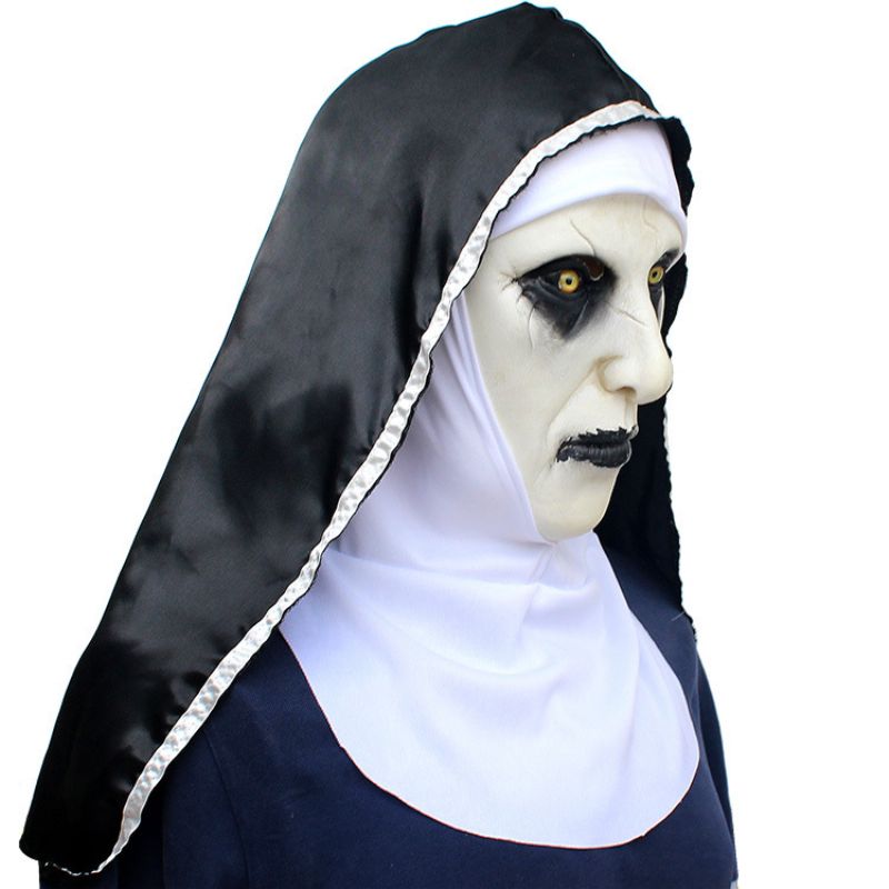 2023 Nun Mask Halloween Ghost Festival Movie Shocked Female Face Hodeplagg