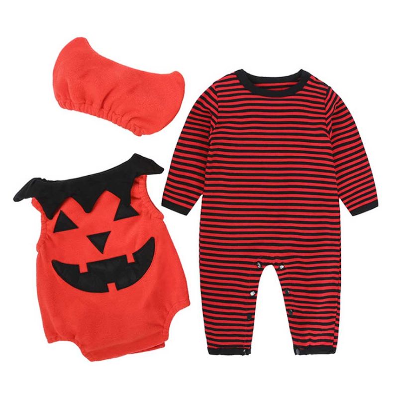 3 Stk Dress Halloween Stil Baby Klær I Høst Og Vinter Gresskar