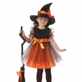 3 Stk Girl Cosplay Witch Performance Kjole Til Halloweens Dag Myk Pustende Jentekostymer For Barn Animasjon Dansekjole