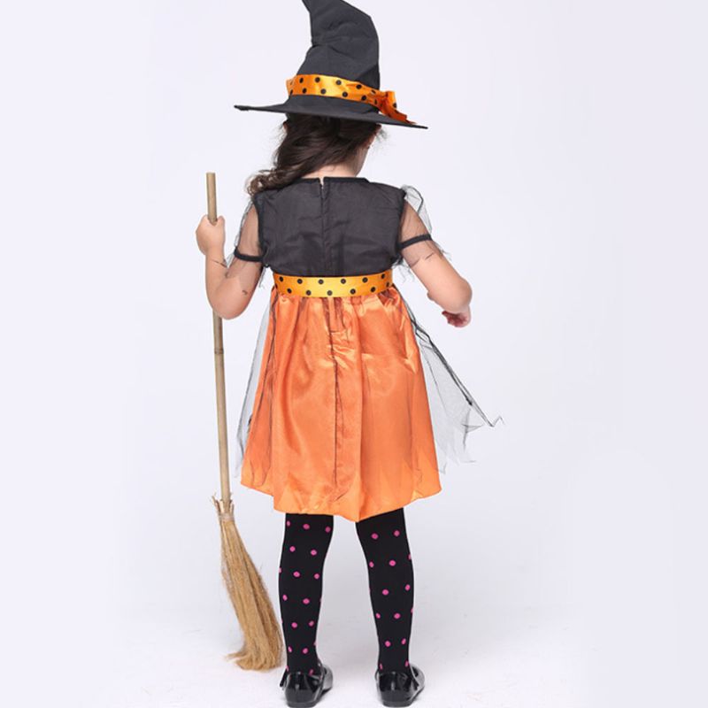 3 Stk Girl Cosplay Witch Performance Kjole Til Halloweens Dag Myk Pustende Jentekostymer For Barn Animasjon Dansekjole