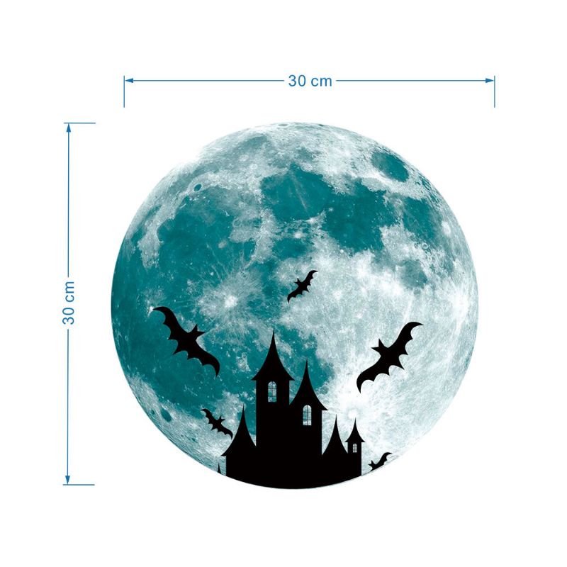 30cm Lysende Måne Halloween Flaggermus Slott Heks Vampyr Moon Castle