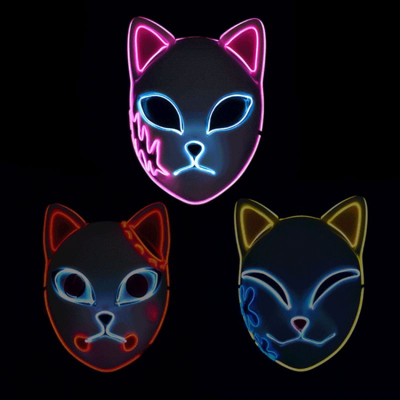 Blade Luminous Mask El Wire Led Cat Face Rekvisitter Halloween