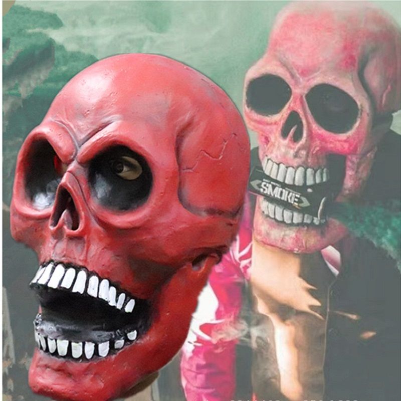 Deluxe Novelty Halloween Costume Latex Hode Mask Hodehode Rød