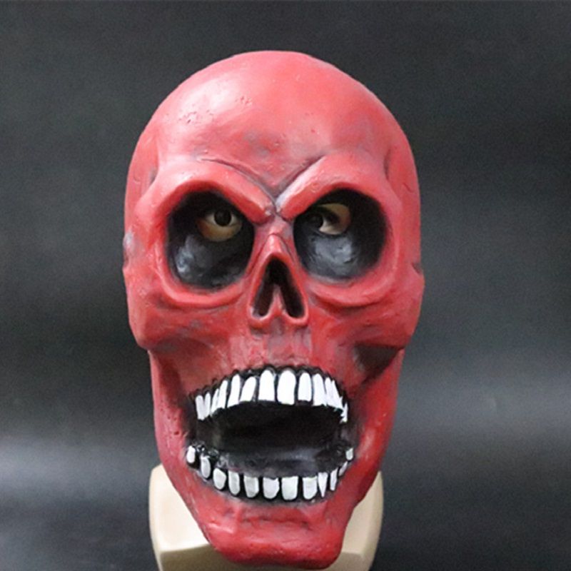 Deluxe Novelty Halloween Costume Latex Hode Mask Hodehode Rød