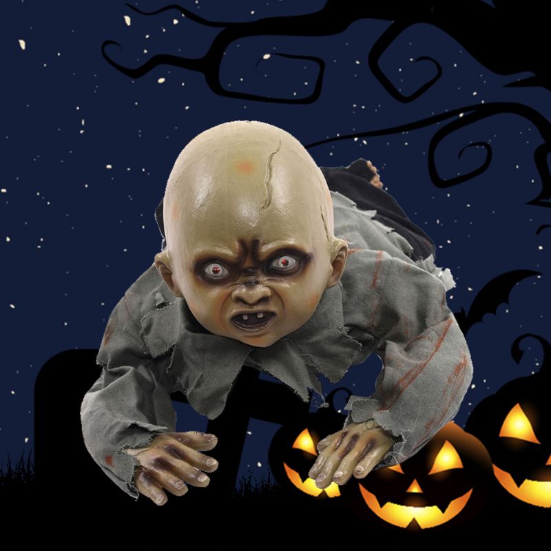 Forferdelig Halloween Bar Spook House Decoration Crawling Baby Ghost Ornament Rekvisitt Med Sound Touch Sensor