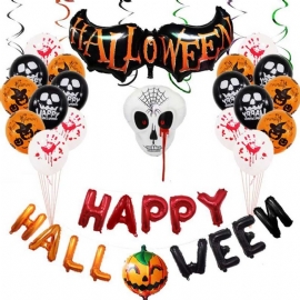 Halloween Ballongsett Spoof Skull Party Dekorasjon Aluminium Film Ballong Happy Bokstaver Dekorativ