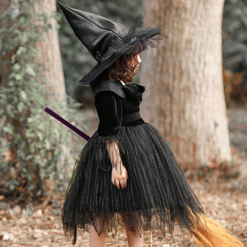 Halloween Barnekostyme Jenter Prinsessekjole Witch Cos Dress Up Ballklær Barnehagekostymer