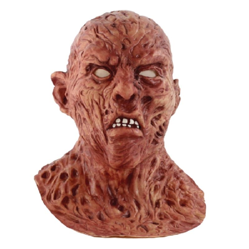 Halloween Creepy Latex Mask Skrekk Skremmende Monster Deluxe Evil Devil For Voksne Brun