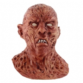 Halloween Creepy Latex Mask Skrekk Skremmende Monster Deluxe Evil Devil For Voksne Brun