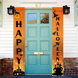 Halloween Curtain Banner Couplet Hengende Flag Ghost Festival Gresskar Support Tilpassede Bilder