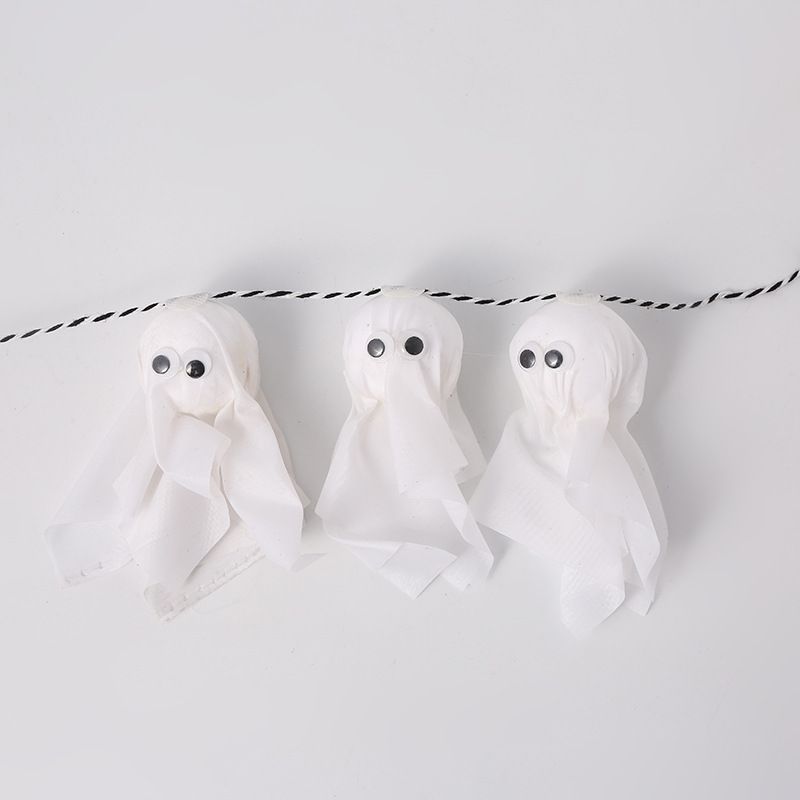 Halloween Dekorasjonsutstyr White Ghost String Flag Festival Venue Dress Up Rekvisitter Søt Plysj Edderkopp Sjarm