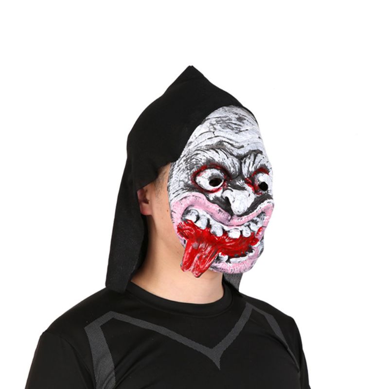 Halloween Farge Eksplosjon Hode Stor Munn Lang Tunge Klovne Mask Skrekk Skremmende Maskerade For Voksne Og Barn