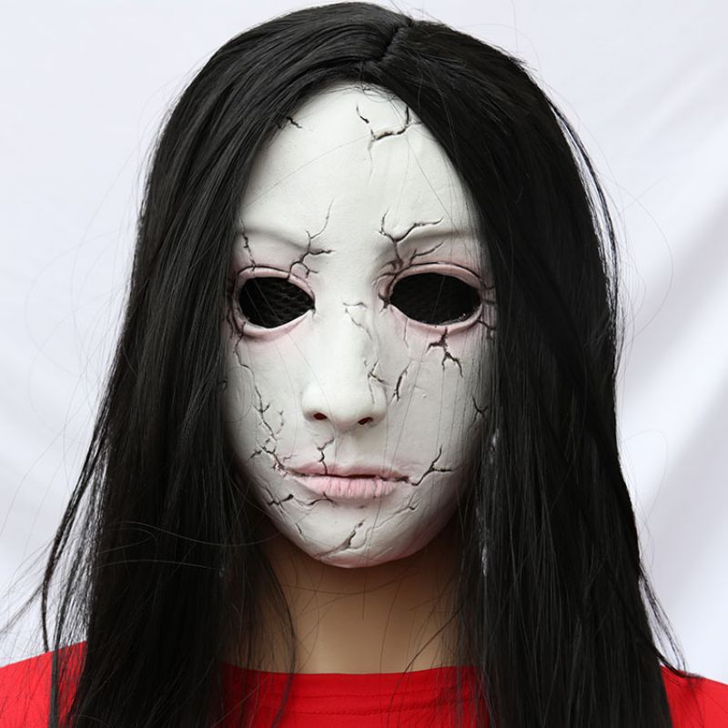 Halloween Mask Horror Haunted House Room Escape Skjelett Kvinnelig Ghost Zombie Face Hood