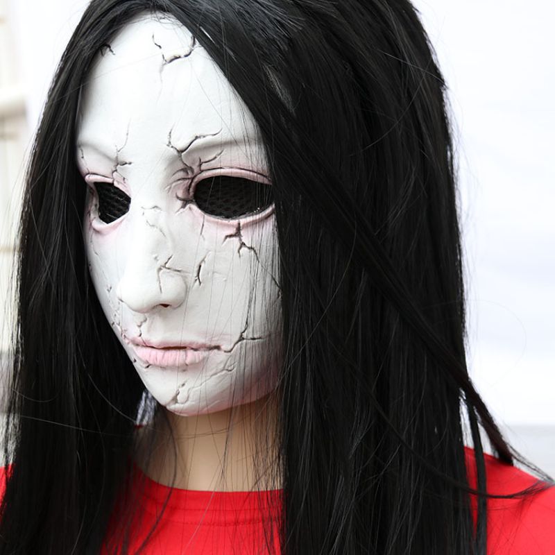 Halloween Mask Horror Haunted House Room Escape Skjelett Kvinnelig Ghost Zombie Face Hood