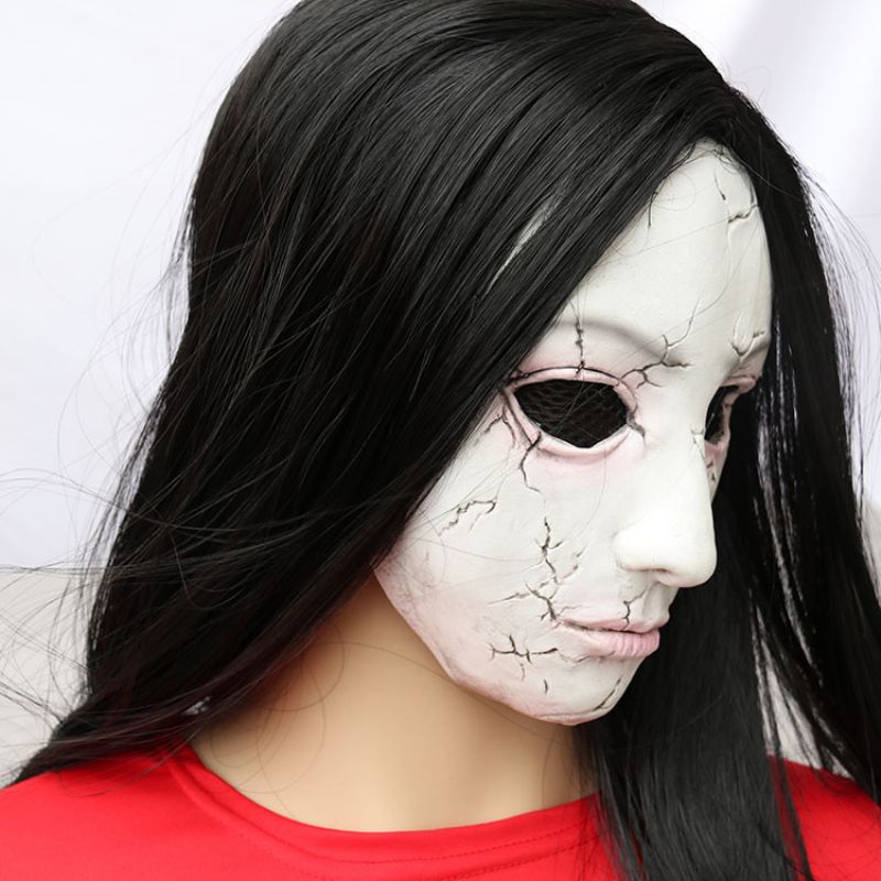 Halloween Mask Horror Haunted House Room Escape Skjelett Kvinnelig Ghost Zombie Face Hood